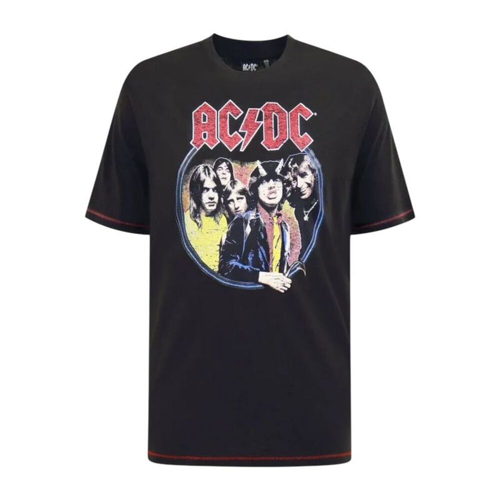 Duke Mens Hugh D555 Highway To Hell AC/DC Crew Neck Kingsize T-Shirt / Washed Bl